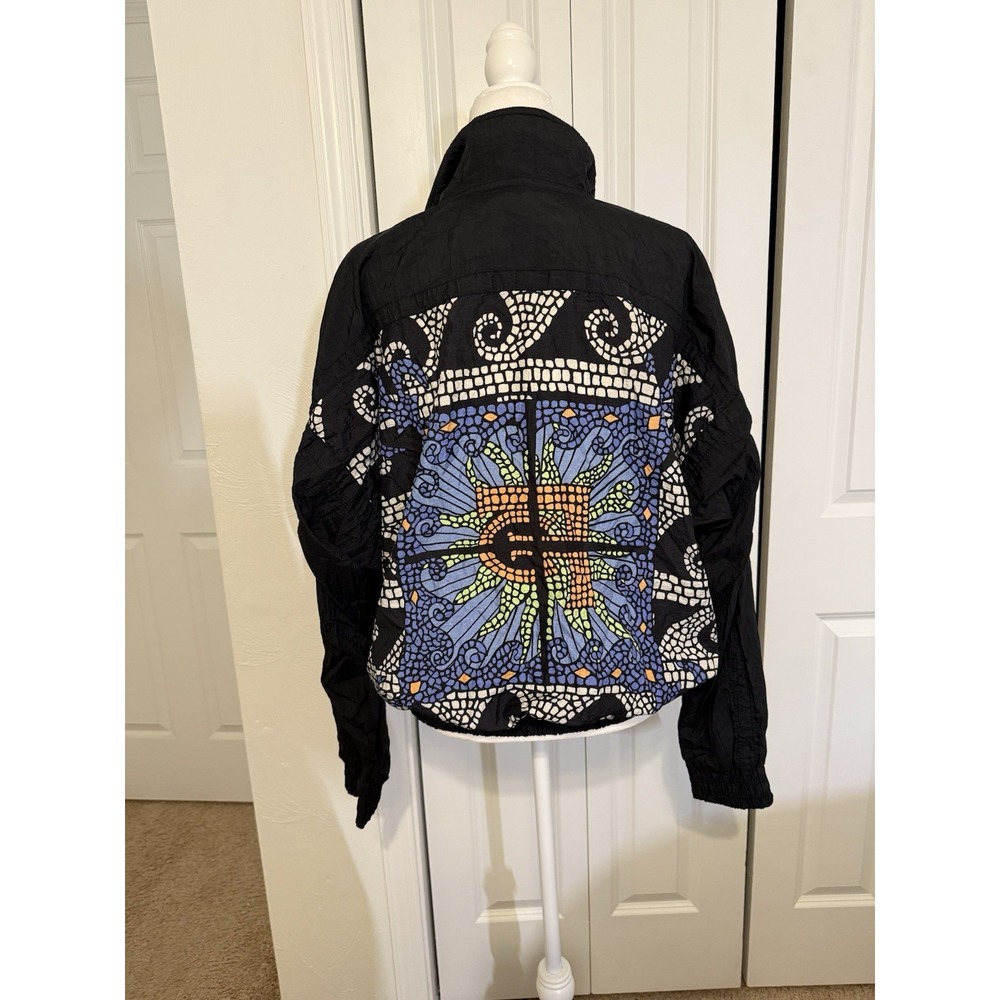 Vintage 80 s Cross Fusion Relaxed Gallery Sport Mosaic Full Zip Windbreaker Sz M